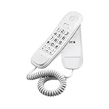 SPC Original Lite – Teléfono Fijo sobremesa o Pared, Compacto y fácil de Usar, 2 memorias directas, 3 Niveles de Volumen, señal Luminosa, función rellamada, Color Blanco