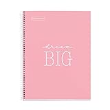 Miquelrius - Cuaderno Notebook Mensajes, 1 Franja de Color, A4, 80 Hojas Puntos Dots, Papel 90 g/m² , 4 Taladros, Cubierta de Cartón Duro, Color Rosa