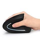 Ergonomic Vertical Mouse Rechargeable USB Wireless Mouse, 2.4G High Precision Optical Mouse ສໍາລັບ PC/Laptop/Mac, wrist Restable Thumb Buttons, 3DPI 5 Buttons -Black