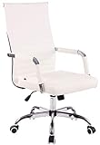 Chaise de bureau CLP Amadora en cuir PU ou en tissu I Chaise de direction à roulettes I Chaise de bureau pivotante, Couleur : Blanc, Matériau de la base : Cuir synthétique