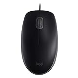 Logitech B110 Wired USB Mouse, botones silenciosos, diseño cómodo de uso completo, ambidiestro PC / Mac / Laptop - Gris