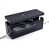 ACROPAQ Cable Box - Cable Organizer, Easily Hide Cables and Plugs, 41 x 13x 16 cm, Waterproof, Non-Slip - Cable Organizer Box, Cable Hide Box - Black/Large