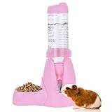 Dispensador de Agua Botella Automática para Mascotas para Hámsters, Ratas, Conejillos de Indias, Conéjos Blancos Y Animales Pequeños (125 ml, Rosa)