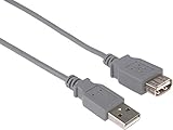 Premium Cord - Cable alargador USB 2.0 (0,5 m, Cable de Datos de Alta Velocidad, hasta 480 Mbit/s, Cable de Carga, USB 2.0 Tipo A Hembra a Macho, 2 apantallamiento, Color Gris, Longitud 0,5 m)