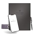 Багаторазовий щоденник Rocketbook - планувальник на день, тиждень, місяць з ручкою Pilot Fixion і серветкою з мікрофібри в комплекті, сіра обкладинка, розмір Letter