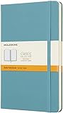 Moleskine - Cuaderno Clásico con Hojas Rayadas, Tapa Dura y Cierre Elástico, Color Azul Arrecife, Tamaño Grande 13 x 21 cm, 240 Hojas