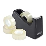 Rapesco 1619 300 Adhesive Tape Dispenser & 4 Tape Rolls, ສີດໍາ
