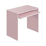 Habitdesign Mesa de Ordenador con Bandeja extraíble, Mesa Escritorio Juvenil, Modelo I-Joy, Color Rosa Nube, Medidas: 90 cm (Ancho) x 54 cm (Fondo) x 79 cm (Alto)