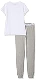Calvin Klein SS Knit PJ Set Pijama, Blanco (White/Grey Htr 926), 8-10 Jahre para Niñas