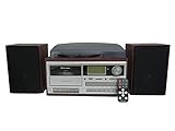 Roadstar HIF-8892EBT Minicadena de Música Hi-Fi Tocadiscos 33/45/78 rpm, Radio Digital PLL FM, Reproductor CD-MP3, Cassette, Bluetooth, USB Función Grabación, Tarjeta SD, Mando a Distancia, Madera