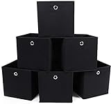 SONGMICS RFB02H-3 - Organizadores Plegables, 6 Piezas, con Agujeros para Dedos, 30 x 30 x 30 cm. Negro
