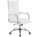 ເກົ້າອີ້ຫ້ອງການ Yaheetech High Back Chair Home Office Chair Ergonomic Chair Upholstered PU Leather Capacity 136 KG