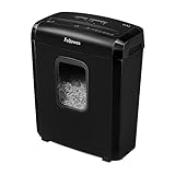 Fellowes 6M - Paper Shredder, Mini-Cut, Shreds ho fihla ho 6 Sheets, Paper Shredder for Personal Use, 13L Bin, DIN-P4 Security Level, with Security Lock, Black Color.