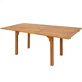 एक्टिव 61031 - विस्तार योग्य आयताकार बबूल की लकड़ी के बगीचे की मेज, 6-8 लोगों के लिए विस्तार योग्य मेज, विस्तार योग्य डाइनिंग टेबल, इनडोर और आउटडोर उपयोग, विस्तारित: 200x100x74 सेमी, लकड़ी के बगीचे की मेज