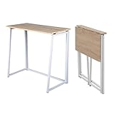 Комп'ютерний стіл MEUBLE COSY для невеликих приміщень, розкладний, для офісу, дому, робочої станції, скандинавський стиль, металеві ніжки, 80 x 40 x 74 см, дуб, 80x40x74 см