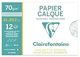 Clairefontaine 96852C - Une pochette de Calque supérieur 12 feuilles 21x29,7 cm 70/75g