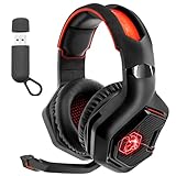 EMPIRE GAMING - WarCry P-W1 Cascos Auriculares Gaming Inalámbrico con Micrófono - PC/PS4/PS5/Xbox/Switch/Mac -2,4 GHz Wireless - Sonido Estéreo Surround -LED Roja