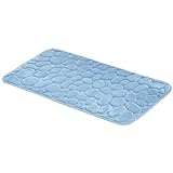 Amazon Basics - Alfombrilla de baño de espuma viscoelástica con diseño de piedra, Azul, 50 x 80 cm