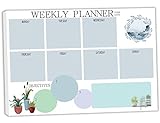 Седмичен планер Wzone, 4 страници A50 Седмичен органайзер, Седмичен планер с откъсващи се листове, идеален за учене, работа, организиране и планиране - син