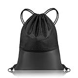 Bag Backpack Drawstring Campfa flintronic, Backpack Drawstring, (Maint 48 * 41CM) Bag Chwaraeon Campfa ar gyfer Chwaraeon, Ysgol, Campfa, Teithio, Traeth -Black/1pcs