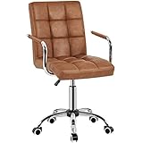 Yaheetech Swivel Office Chair Bar Work Stool Adjustable Height MAX Load 120Kg with Backrest Light Brown