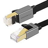 ANNNWZZD Cable Ethernet Cat 8, Cable de Red LAN Plano, Parche de Alta Velocidad de 40 Gbps, 2000 MHz con Conector RJ45 Chapado (1M)