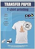 PPD A4 x 10 Hojas de Papel de Transferencia Térmica Para Camisetas, Mascarillas y Tejidos Claros - Para Impresoras de Inyección de Tinta Inkjet - PPD-1-10