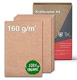 100x papier kraft 160 g/m² DIN A4 papier marron en carton naturel Noël - comme carte artisanale, carton kraft, scrapbooking - imprimable