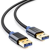 deleyCON 3,0m USB 3.0 Super Speed Cable de Datos - USB A (Macho) a USB A (Macho) Velocidades de Transferencia de hasta 5 Gbit/s Nero