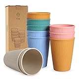 AouiSton Taza, Vasos de plástico, Vasos Plástico Duro Niños, Vasos Reutilizables,sin BPA, 10 tazas de 350 ml, Vaso para Agua, Leche, Zumo