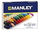 Ceras Manley 24 Unidades - Caja de Cera Profesional y Ceras para Niños - Ceras de Colores para Material Escolar - Blandas, Fabricación Artesanal, Amplia Gama de Colores (124)