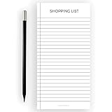 Friendly Fox 磁性購物清單 - 1 個帶 50 個購物清單的磁性冰箱墊和磁性筆、冰箱墊，黑色和白色
