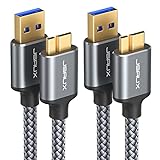 JSAUX Cable USB Micro B 3.0 2Pack[1M+2M]Tipo A a Micro B Macho 3.0 Cable de disco duro para Seagate, Toshiba Canvio, Western Digital (WD) My Passport and Elements, Samsung Galaxy S5, Note 3-Gris