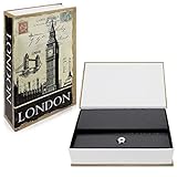Navaris Caja Fuerte con Forma de Libro - Caja de caudales escondida para Guardar Dinero Joyas Relojes - con diseño de Londres y 2 Llaves - M