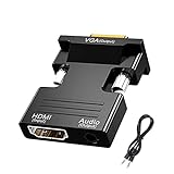 Beigemo HDMI to VGA Adapter ມີສາຍສຽງ 3,5mm, HDMI to VGA Converter, HDMI Female to VGA Male Adapter Compatible with PC Laptop (HDMI) to Monitor TV Projector
