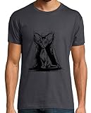latostadora Camiseta Manga Corta Gato Egipcio para Hombre - Gris Ratón 3XL - Ref. 1119179-P