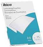 Ibico Láminas para Plastificar Tamaño A4, Acabado Brillante, 150 Micras, Pack de 100, Transparentes, 627316