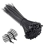 Vinabo plastik til ledninger, nylon kabelbindere, 200 x 2,5 mm, 110 stykker, sort