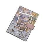 ZANZAN Cuadernos personalizados Cuaderno de tapa dura Color Pintura al óleo Paisaje Hebilla magnética Libro de mano Cubierta de la PU+Cuadernos de página interna a todo color (Color: Rosa)