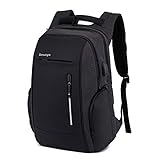 Xnuoyo Anti-Theft Laptop-rygsæk, 17,3 tommer vandtæt bærbar rygsæk med opladningsport og USB-hovedtelefoner til mand kvinde kontorarbejde dagligt arbejde, sort