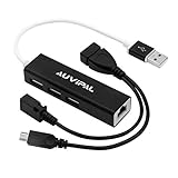AuviPal Adaptador LAN Ethernet con 3 Puertos USB OTG Hub para Fire Stick, Chromecast, Google Home Mini, Raspberry Pi Zero – Cable Micro USB OTG Incluido