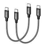 RAVIAD Cable USB C a USB C Corto [2Pack 0.3M], Cable Tipo C a Tipo C con Power Delivery 60W Carga Rapida para Samsung Galaxy S21 / S20, Huawei P40 / P30, OnePlus, Xperia, Google Pixel- Negro