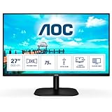AOC 27B2H- Monitor de 27'Full HD (1920x1080, 75 Hz, IPS, FlickerFree, 250 cd/m, D-SUB, HDMI, VGA, Low Blue Light) Negro