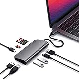 Satechi Type-C multimedieadapter med 4K HDMI, Mini DP, USB-C PD, Gigabit Ethernet, USB 3.0, Micro/SD-kortpladser - til M2/M1 MacBook Pro/Air (Space Grey)
