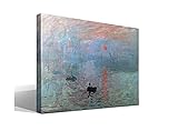 Wallart-maleri - Rising Sun Print af Oscar-Claude Monet - Tryk på 100 % bomuldslærred - Træramme 3x3 cm - Bredde: 95 cm - Højde: 70 cm