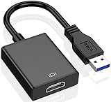 JiangMaster Adaptador USB a HDMI Tipo C a 4K HDMI Conector Compatible USB 3.0 HD1080P Audio Video Convertidor de Pantalla Plug and Play Adaptador para PC,portátil,HDTV Compatible con Windows, A-negro