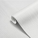 Paper Adhesiu Fusta per a Mobles 61x500cm, Espessar Durador Vinil Pel·lícula Prova d'Oli Impermeable Paper Paret per a la Cuina Encimera Oficina, Blanc