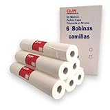 Caja de 6 rollos papel camilla Clim Profesional extrablanco con doble capa y 65 mts de longitud, papel liso de calidad en rollos con precorte para un uso más fácil en camillas.