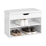 SoBuy Shoe Cabinet, Stool, Puff Box, Bench, Shoe Shelf, Chifonier, White, FSR25-W, ES (Agbeko bata)