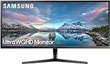 Samsung LS34J552WQRXEN - Monitor 34' UltraWide QHD, 3440x1440, 4 ms, 75 Hz, FreeSync, LED, VA, 21:9, 3000:1, 300 CD/m², 178°, HDMI, PBP, Pip, Base en V, Gaming, Negro